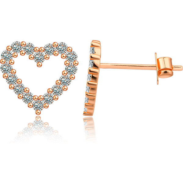 Olivie Stříbrné náušnice ROSE moissanitové SRDCE 9811 64892361