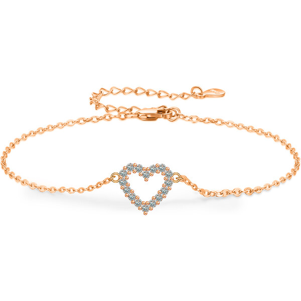 Olivie Stříbrný náramek moissanitové SRDCE ROSE 9817 64892367