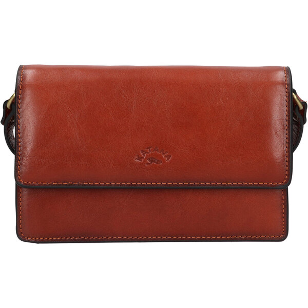 Kožená dámska crosbody kabelka Katana Roosa - hnedá 65912348