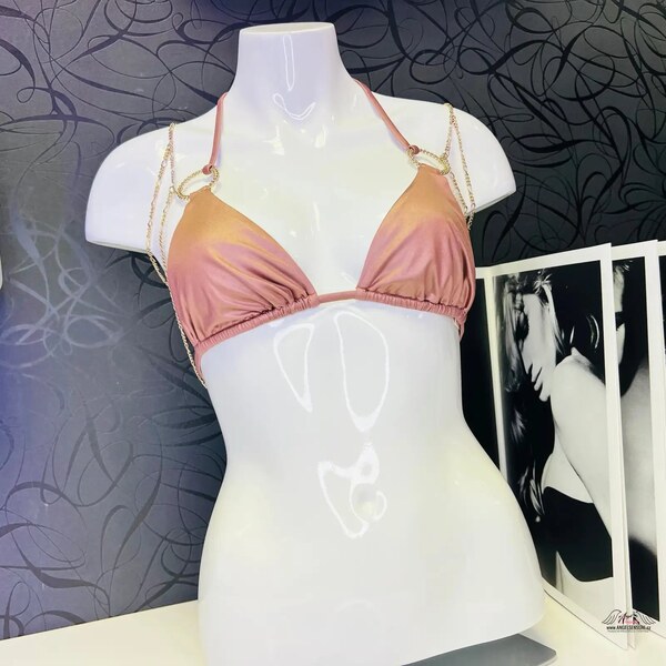 Agent Provocateur Luxusný ružový horný diel plaviek so zlatými 46574343