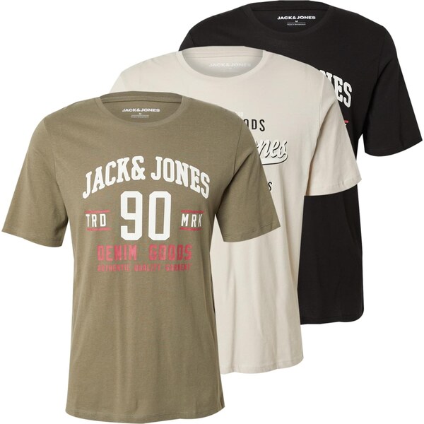 JACK & JONES Tričko JJEthan svetlosivá / olivová / grenadínová / 64959179
