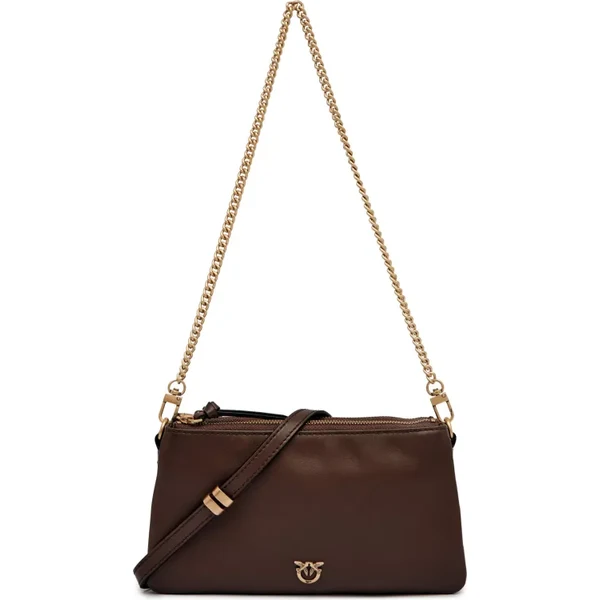 Pinko Kožená kabelka na rameno DOUBLE MINI 64835189