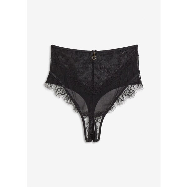 bonprix Stringové nohavičky s vysokým pásom, farba čierna 56002957