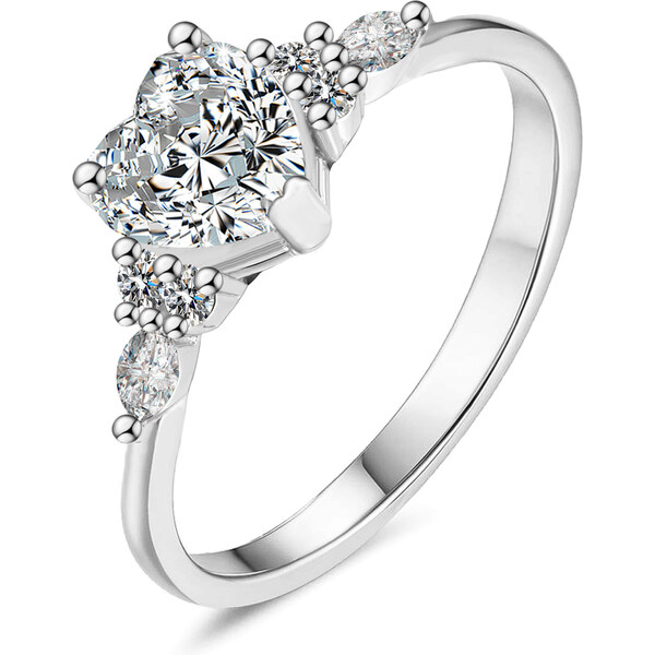 Olivie Strieborný prsteň MOISSANITE SRDCE 9836 64901850