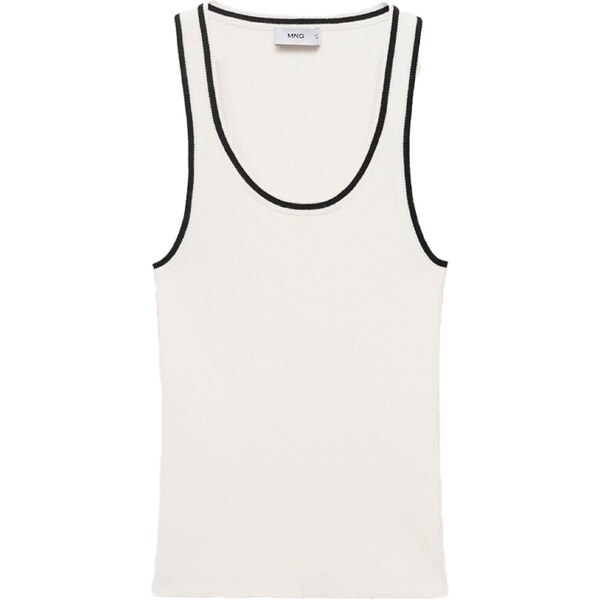 MANGO Vyšívaný top SHADOWIN svetlobéžová / čierna 65595253