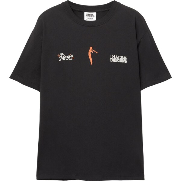 Pull&Bear Tričko IMAGINE DRAGONS antracitová / oranžová / biela 65475088