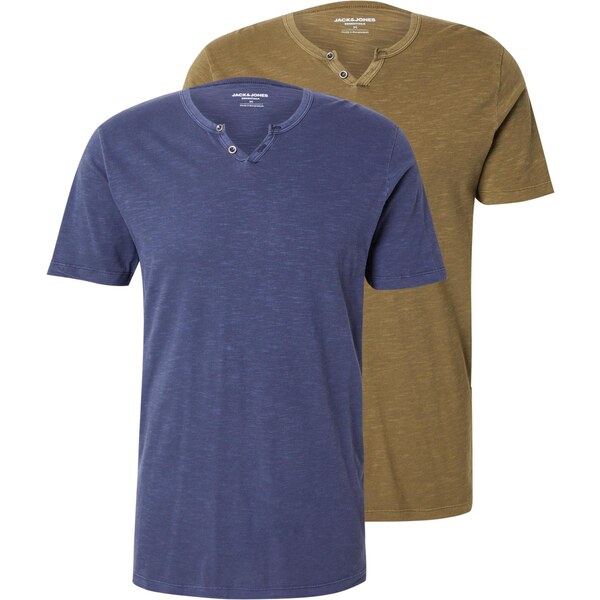 JACK & JONES Tričko JJESPLIT námornícka modrá / kaki 64898158