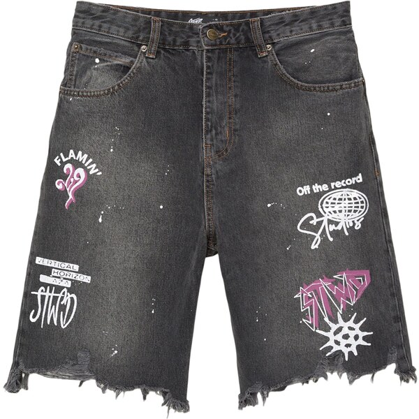 Pull&Bear Džínsy fialová / čierny denim / biela 65035719