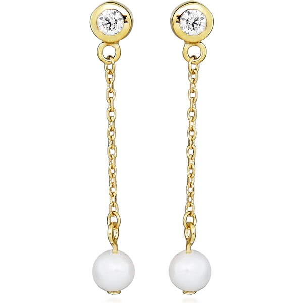 Silver Cat Visiace pozlátené náušnice s perlami a kubickými zirkónmi 66581186