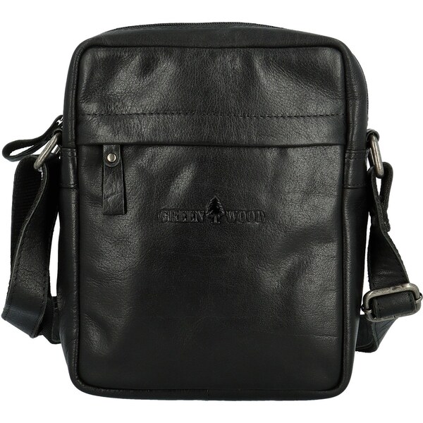 Pánska kožená crossbody taška čierna - Greenwood Olwen čierna 64919618