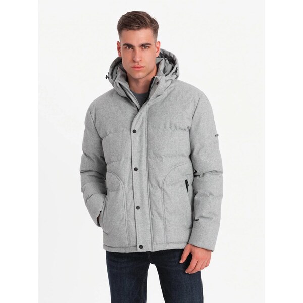 Ombre Clothing Nadčasová prešívaná svetlošedá pánska bunda V3 JAHP 65638717