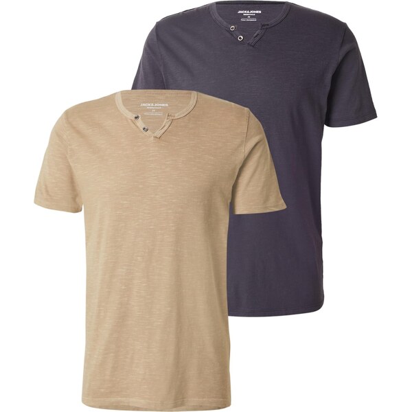 JACK & JONES Tričko JJESPLIT tmavobéžová / sivá 64907919