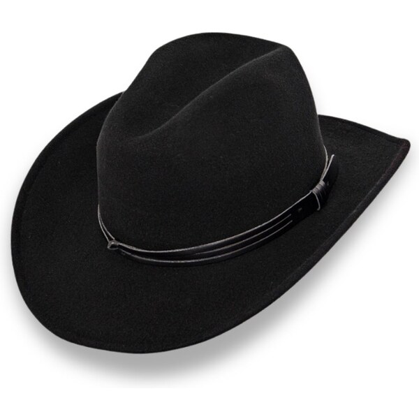 KRUMLOVANKA Čierny westernový klobúk 100% vlna Fa-5985 64919568