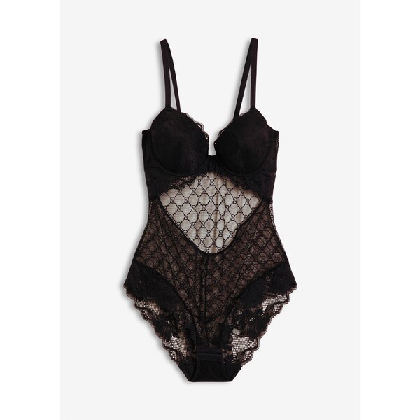 bonprix Body s ozdobnou sieťovinou, farba čierna 64921788