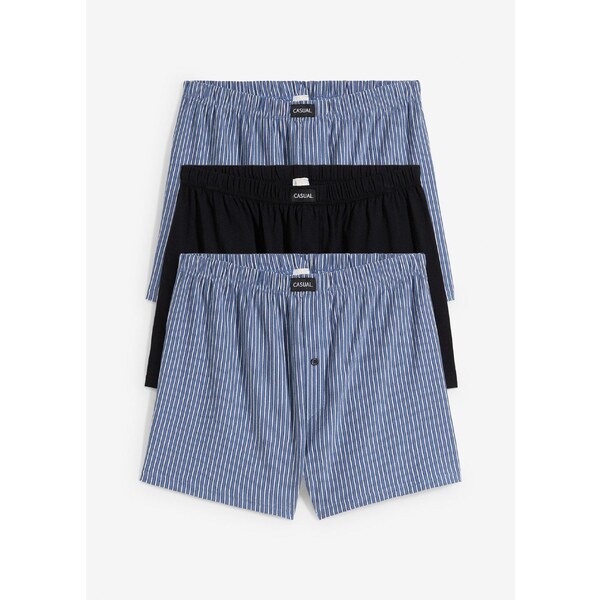 bonprix Voľné džersejové boxerky z bavlny (3 ks), farba čierna 64921790