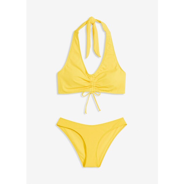 bonprix Bikiny Neckholder (2-dielne), s riasením, farba žltá 64921817
