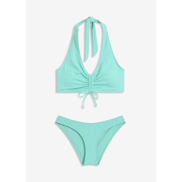 bonprix Bikiny Neckholder (2-dielne), s riasením, farba zelená 64921853