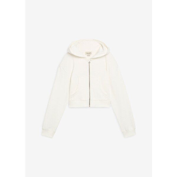 bonprix Mikinová bunda s kapucňou z bio bavlny, farba biela 64922064