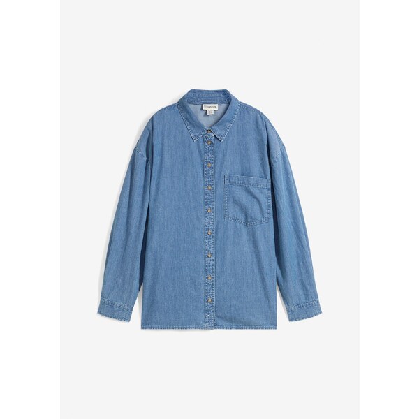 bonprix Džínsová košeľa oversize z bio bavlny, farba modrá 64922146
