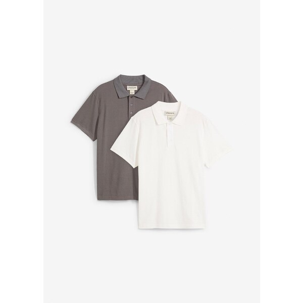 bonprix Polo tričko (2 ks) z čistej bio bavlny, farba šedá 64922173