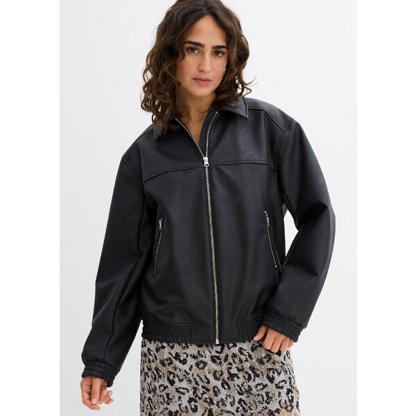 bonprix Koženková bunda oversize, farba čierna 64921913