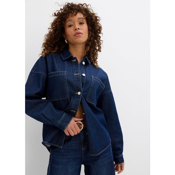 bonprix Džínsová bunda, oversized, z bio bavlny, farba modrá 64922145