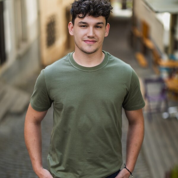 TERMOVEL Kaki unisex bavlnené tričko bez potlače 65152068