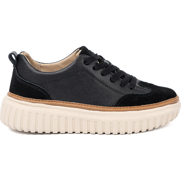 BASIC Čierne dámske kožené sneakersy na béžovej platforme Sergio Leone 64936397