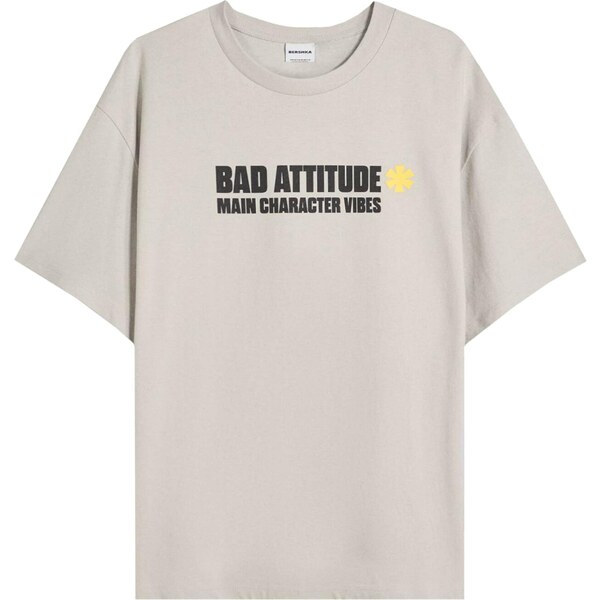 Bershka Tričko žltá / sivá / čierna / strieborná 65886648