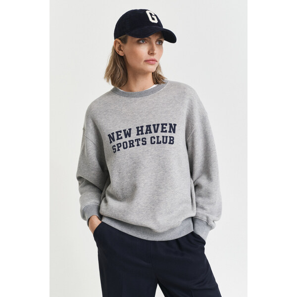 MIKINA GANT GRAPHIC C-NECK SWEAT LIGHT GREY MELANGE 64936555