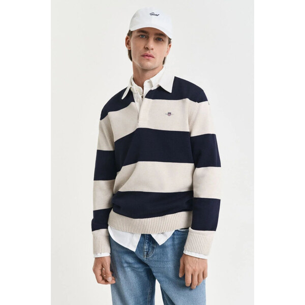 SVETER GANT BARSTRIPED POLO EVENING BLUE 64936568
