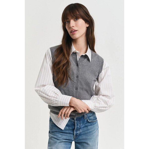 VESTA GANT LIGHT KNIT VEST CHARCOAL MELANGE 64936565