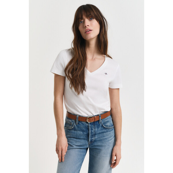 TRIČKO GANT REG SHIELD SS V-NECK T-SHIRT WHITE 64936723