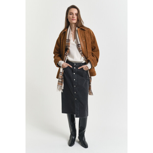SUKŇA GANT MIDI BUTTON FRONT DENIM SKIRT BLACK BROKEN IN 64936754