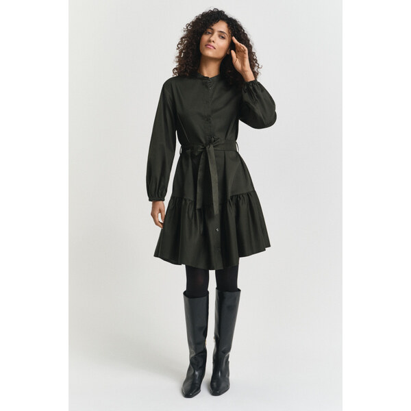 ŠATY GANT COTTON SATIN LS DRESS GREEN LAGOON 64936760