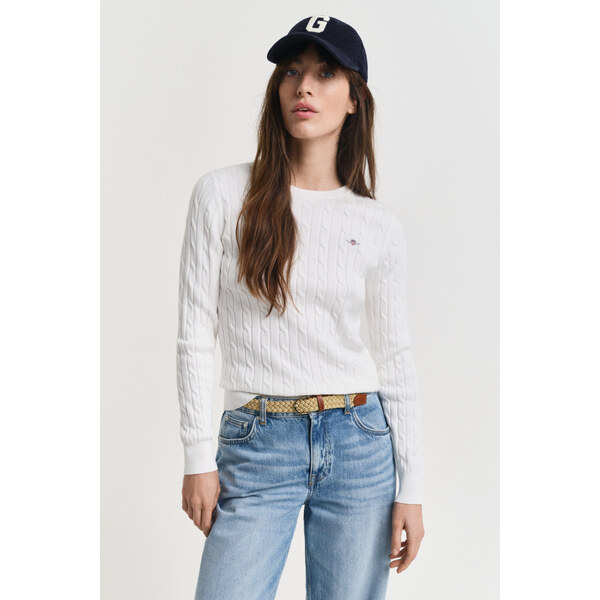SVETER GANT STRETCH COTTON CABLE C-NECK EGGSHELL 64936771
