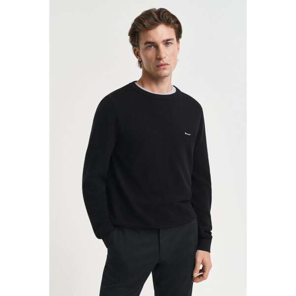 SVETER GANT COTTON PIQUE C-NECK BLACK 64936797