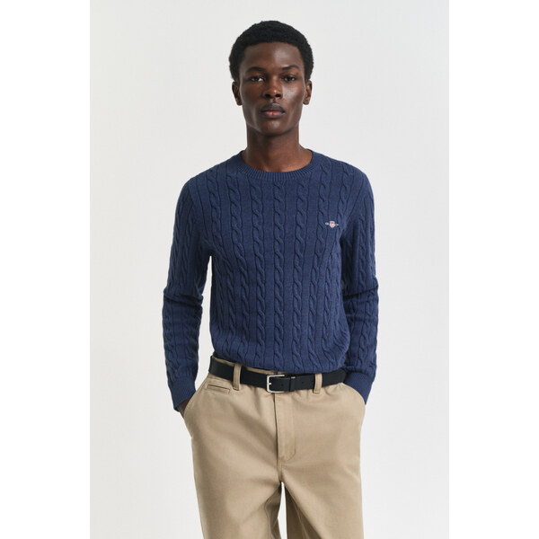 SVETER GANT COTTON CABLE C-NECK DARK JEANSBLUE MELANGE 64936806