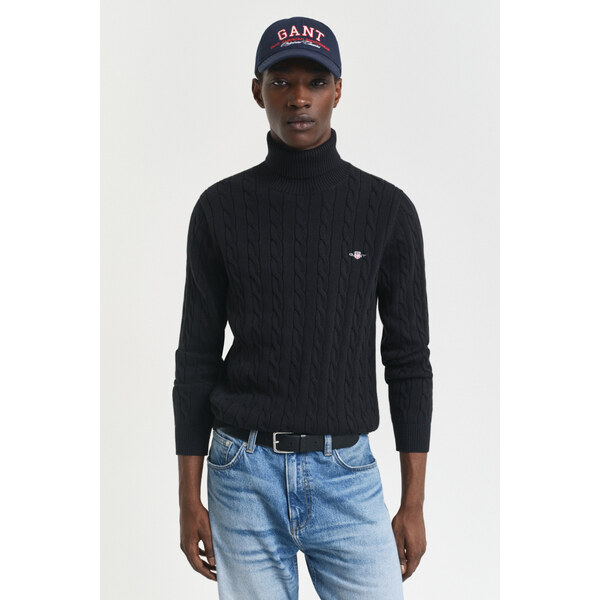 ROLÁK GANT COTTON CABLE TURTLE NECK BLACK 64936810