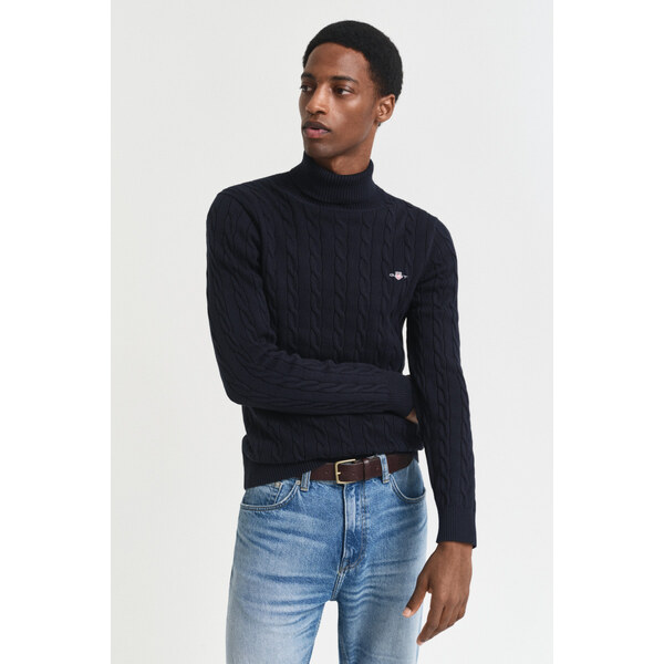 ROLÁK GANT COTTON CABLE TURTLE NECK EVENING BLUE 64936812