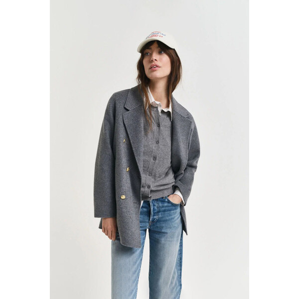 KABÁT GANT HANDSTITCHED PEACOAT CHARCOAL MELANGE 65451013