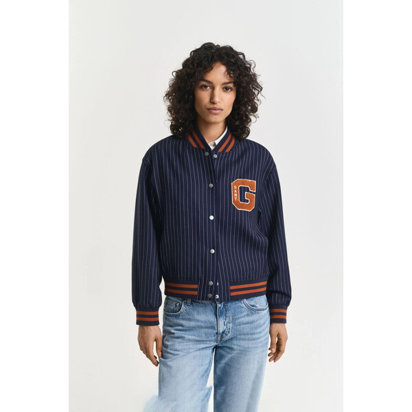 BUNDA GANT PINSTRIPE VARSITY JACKET EVENING BLUE 65451012