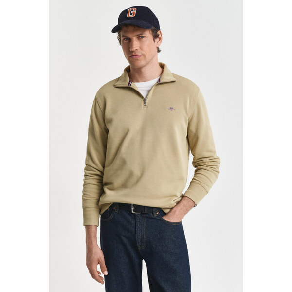 MIKINA GANT REG SHIELD HALF ZIP SWEAT WOODY BEIGE 64936655