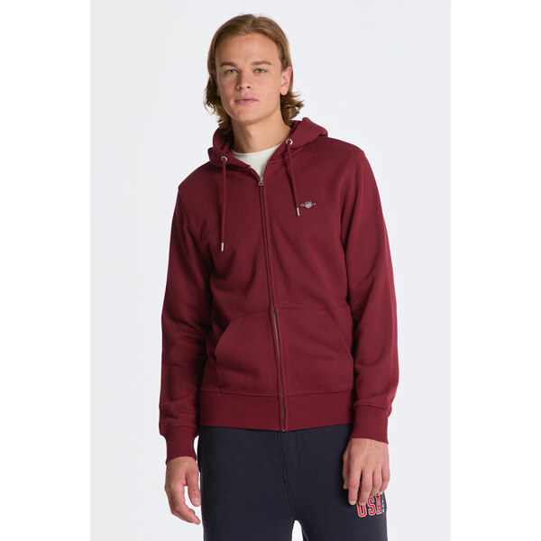 MIKINA GANT REG SHIELD FULL ZIP HOODIE PLUMPED RED 64936650