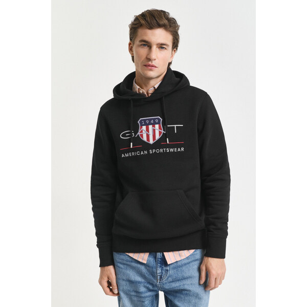 MIKINA GANT REG ARCHIVE SHIELD HOODIE BLACK 64936671
