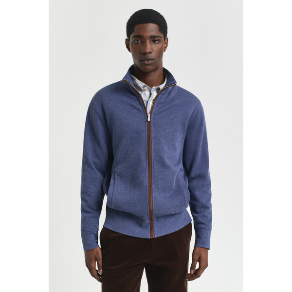 MIKINA GANT SACKER RIB FULL ZIP CARDIGAN DARK JEANSBLUE MELANGE 64936666