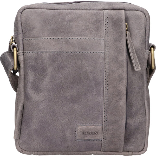 Lagen Pánska kožená taška cez rameno BLC-224-2644 siva 65667922
