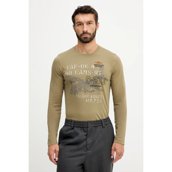 Bavlnené tričko s dlhým rukávom Aeronautica Militare 64941448