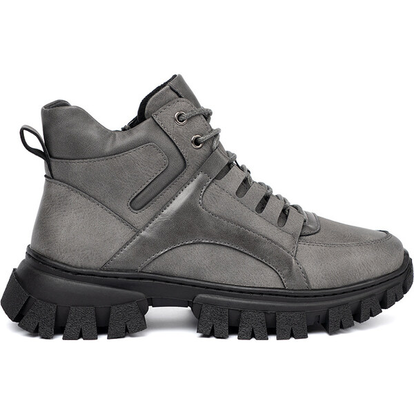 BASIC Sivé dámske šnurovacie traperky s hrubou podrážkou BT750G 64942538