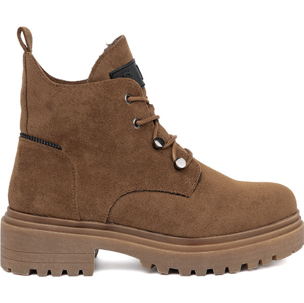 BASIC Svetlohnedé dámske semišové traperky TR769WHI-MIC 64942541